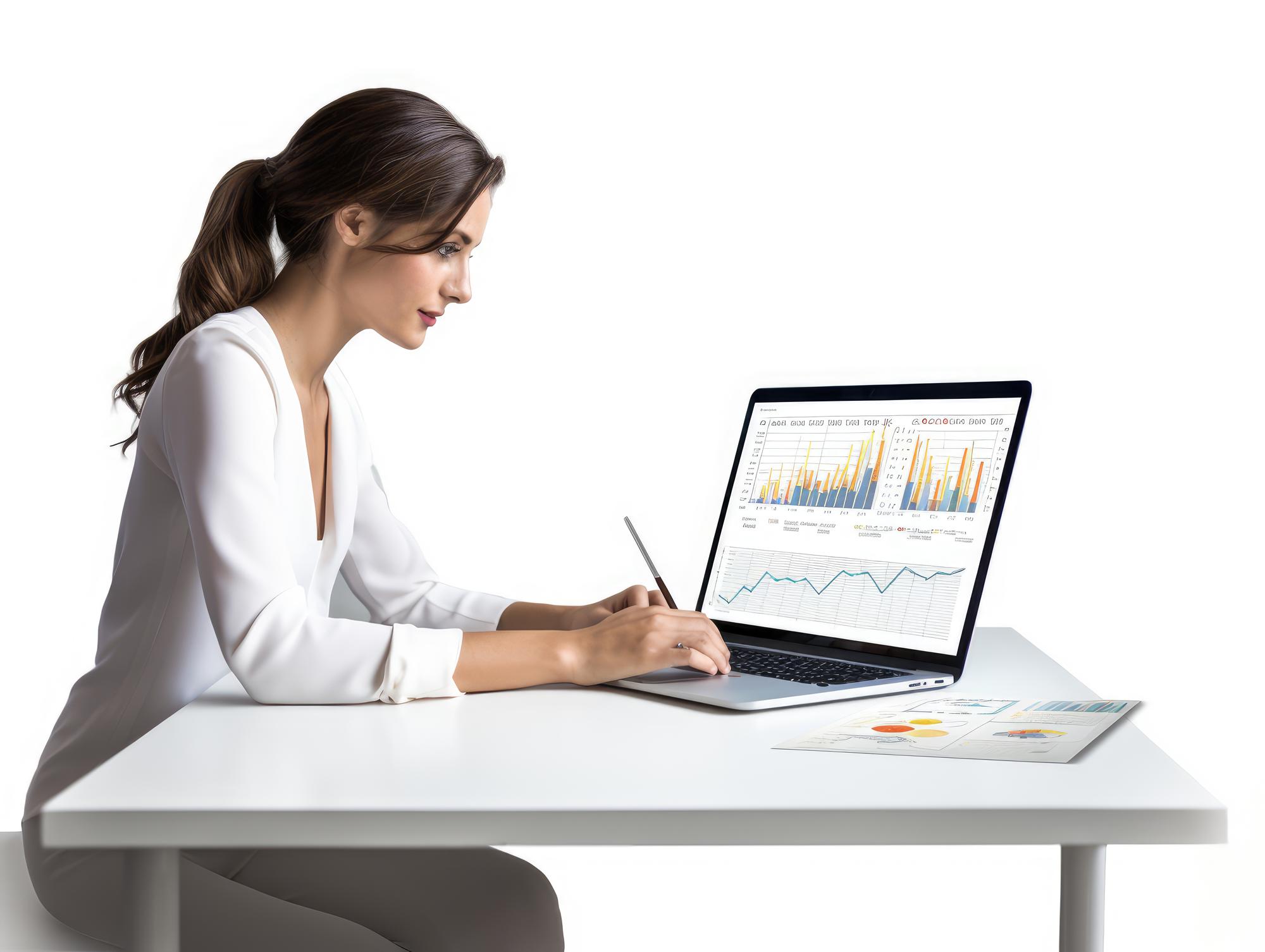 Person analysiert Finanzen am Laptop